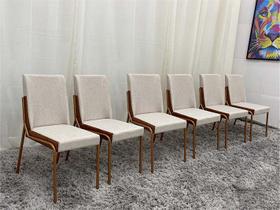 Conjunto 6 Cadeiras de Jantar Areia Tela Al Rose Mona - Carraro