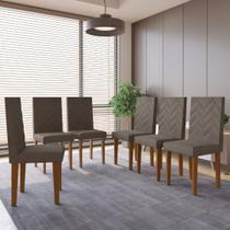 Conjunto 6 Cadeiras de Jantar com Pés em MDF Estofadas Fidelitá Itália Freijó/Cacau Conjunto 6 Cadeiras de Jantar com Pés em MDF Estofadas Fidelitá Itália Freijó/Cacau