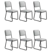 Conjunto 6 Cadeiras De Jantar Next Cinza Claro Corriente Estrutura Preta Conjunto 6 Cadeiras De Jantar Next Cinza Claro Corriente Estrutura Preta