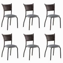 Conjunto 6 Cadeiras de Jantar Pés Café MD05 Mais Decor