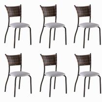 Conjunto 6 Cadeiras de Jantar Pés Café MD05 Mais Decor