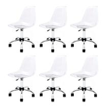 Conjunto 6 Cadeiras Eames Pc Transparente Office Cromada