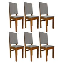 Conjunto 6 Cadeiras Encosto Estofado Zamarchi Canela Joli Creme