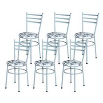 Conjunto 6 Cadeiras Epoxi Cinza Para Cozinha Assento Estampado - Laumar