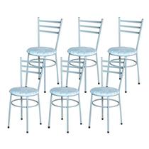 Conjunto 6 Cadeiras Epoxi Cinza Para Cozinha Assento Estampado