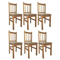 Conjunto 6 Cadeiras Estofada Suede Amassado Canela Cacau Zamarchi