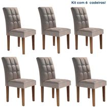 Conjunto 6 Cadeiras Estofadas Hobby Chocolate/ Cinza - Cel Móveis