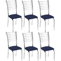 Conjunto 6 Cadeiras Ipanema cromada-Assento sintético preto