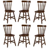 Conjunto 6 Cadeiras Madeira Eucalipto Castanho Piratini