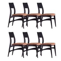 Conjunto 6 Cadeiras Madeira Maciça Alento Preto/Ébano/Castanho Conjunto 6 Cadeiras Madeira Maciça Alento Preto/Ébano/Castanho