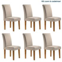 Conjunto 6 Cadeiras para Sala de Jantar Espanha Bege/Ypê Conjunto 6 Cadeiras para Sala de Jantar Espanha Bege/Ypê