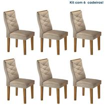 Conjunto 6 Cadeiras para Sala de Jantar Estofadas Ypê Germany Bege