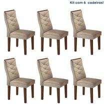 Conjunto 6 Cadeiras para Sala de Jantar Germany Bege/Chocolate Conjunto 6 Cadeiras para Sala de Jantar Germany Bege/Chocolate