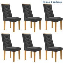 Conjunto 6 Cadeiras para Sala de Jantar Germany Espresso Móveis Cinamomo/Off White/Boucle Cinza