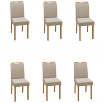Conjunto 6 Cadeiras para Sala de Jantar Pés Madeira Maciça Lunen Conjunto 6 Cadeiras para Sala de Jantar Pés Madeira Maciça Lunen