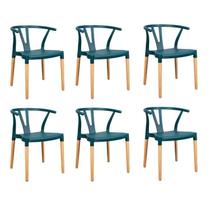 Conjunto 6 Cadeiras Polipropileno Wishbone Yescasa Verde/Escuro