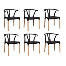 Conjunto 6 Cadeiras Polipropileno Wishbone Yescasa