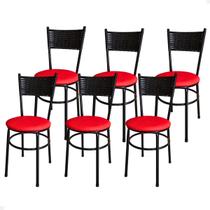 Conjunto 6 Cadeiras Pretas Para Cozinha Viena