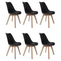 Conjunto 6 Cadeiras Saarinen Preta Wood para jardim Sala de Jantar e Eventos Conjunto 6 Cadeiras Saarinen Preta Wood para jardim Sala de Jantar e Eventos