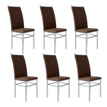 Conjunto 6 Cadeiras Sala Jantar Cozinha Estofada Completo Moderna Aço