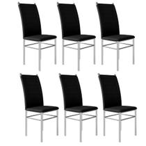 Conjunto 6 Cadeiras Sala Jantar Cozinha Estofada Completo Moderna Aço Conjunto 6 Cadeiras Sala Jantar Cozinha Estofada Completo Moderna Aço