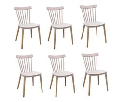Conjunto 6 Cadeiras Sem Braços Madeira Polipropileno