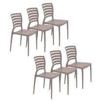 Conjunto 6 Cadeiras Sofia em Polipropileno Fibra de Vidro Camurça Tramontina Conjunto 6 Cadeiras Sofia em Polipropileno Fibra de Vidro Camurça Tramontina