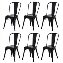 Conjunto 6 Cadeiras Tolix Iron - Design - Preta - Universal Mix
