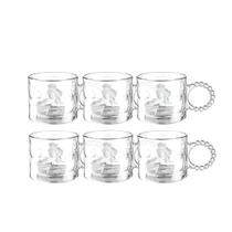 Conjunto 6 Caneca Xícara Café Vidro 300ml Chá Alça de Bolinhas Transparente Copo Leite Cappuccino Chocolate Quente Presente Conjunto 6 Caneca Xícara Café Vidro 300ml Chá Alça de Bolinhas Transparente Copo Leite Cappuccino Chocolate Quente Presente