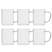 Conjunto 6 Canecas 470ml Vidro Bebidas Café Transparente - Clink