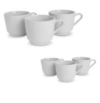 Conjunto 6 canecas de porcelana branca lisa 200ml Conjunto 6 canecas de porcelana branca lisa 200ml