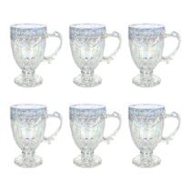 Conjunto 6 Canecas Em Vidro Decorado Taça Luxo Rainbow 190ml Conjunto 6 Canecas Em Vidro Decorado Taça Luxo Rainbow 190ml