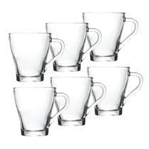 Conjunto 6 Canecas Murlin 265ml Vidro Copo Cozinha Café Chá Dia das Mães Aniversário Restaurante Festas Eventos Bebidas Quente Gelada