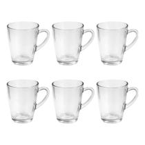 Conjunto 6 Canecas Vidro Liso 150ml Kaveh Café Chá Transparente Liso