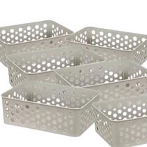 Conjunto 6 Cestos Empilhável Organizador Design Pequeno Moderno Versátil Lavanderia Multiuso