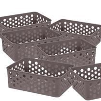 Conjunto 6 Cestos Empilhável Organizador Design Pequeno Moderno Versátil Lavanderia Multiuso