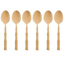 Conjunto 6 Colheres de Sobremesa Inox Bambu Elegant Champanhe 1816 - Lyor