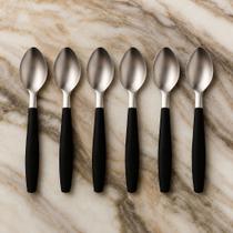 Conjunto 6 Colheres Kit Servir Sobremesa Sorvete Casa Talheres Cozinha Presente Cabo Preto Conjunto 6 Colheres Kit Servir Sobremesa Sorvete Casa Talheres Cozinha Presente Cabo Preto