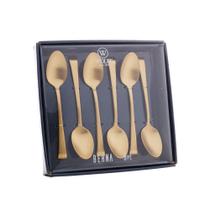 Conjunto 6 Colheres Para Chá Wolff Aço Inox Berna Dourado Fosco