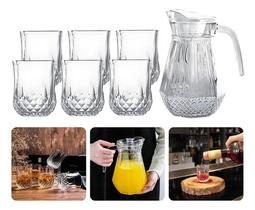 Conjunto 6 Copos 200ml Com Jarra 1,4 Litros Vidro Agua Suco