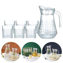Conjunto 6 Copos 218ml Com Jarra 1,5 Litros Vidro Agua Suco Conjunto 6 Copos 218ml Com Jarra 1,5 Litros Vidro Agua Suco