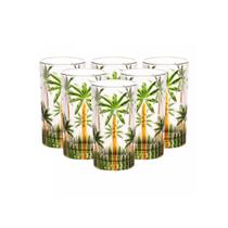 Conjunto 6 Copos Alto Palm Tree Handpaint Cristal Ecológico 360ml Conjunto 6 Copos Alto Palm Tree Handpaint Cristal Ecológico 360ml