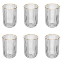 Conjunto 6 Copos Altos 430 ml Lines Fio de Ouro Wolff