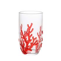 Conjunto 6 copos altos acrílico coral vermelho 650ml