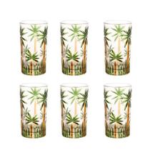 Conjunto 6 copos altos cristal de chumbo palm tree handpaint wolff