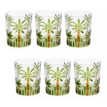 Conjunto 6 Copos Baixo de Cristal Palm Tree Handpaint 340ml 27773 - Wolff