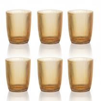 Conjunto 6 Copos Baixos de Vidro Canelado Ambar 256ml - Hauskraft