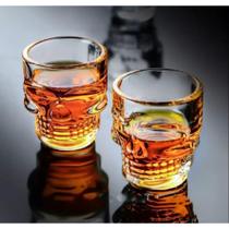 CONJUNTO 6 COPOS CAVEIRA EM VIDRO PARA WHISKY CHOPP CERVEJA SHOT DOSE VODKA SKULL TEQUILA BAR 290ml