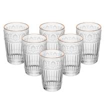 Conjunto 6 Copos de Cristal com Fio de Ouro 350ml Mauve Wolff Conjunto 6 Copos de Cristal com Fio de Ouro 350ml Mauve Wolff