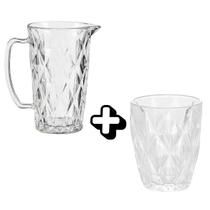 Conjunto 6 Copos De Vidro 275ml e Jarra Diamante 1L - Class Home